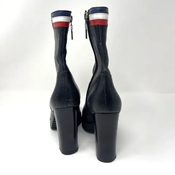 Vintage Tommy Hilfiger womans Black leather heel ankle booties 5.5M plat… - Picture 6 of 8